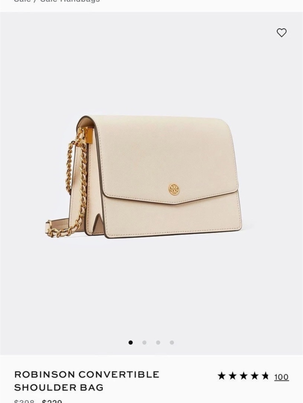 Tory Burch Robinson Convertible Shoulder Bag in Cream